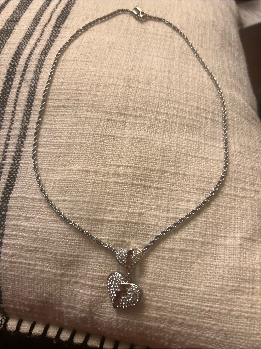 Silver Heart Pendant Necklace with Crystal Accent